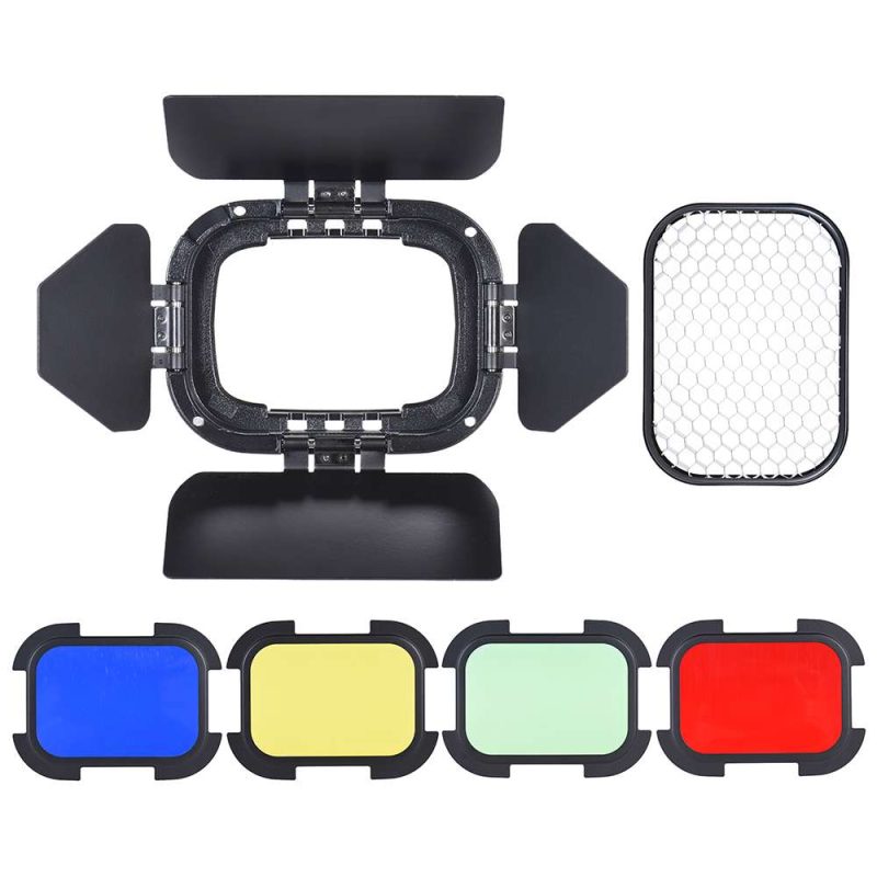 Godox BD-07 - Barn Door με Grid και 4 έγχρωμα φίλτρα για χρήση με το AD200 (Κεφαλή Fresnel) - Image 2