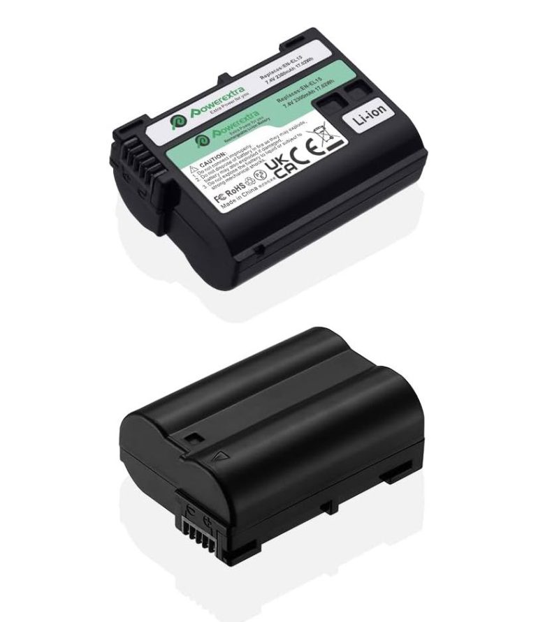 Powerextra 2-Pack NK-ENEL15 Replacement Battery For Nikon EN-EL15C, EN-EL15B, EN-EL15A, EN-EL15 2300mAh Li-ion