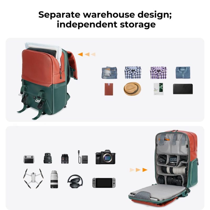 K&F Concept KF13.087AV8 Beta Photography Backpack (Vintage Red+Dark Green) - Image 2