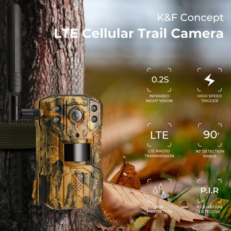 K&F Concept KF35.138EU 4G LTE Solar Trail Camera 2.7K, Infrared Night Vision Camera with 0.2s Fast Trigger and Battery Powered - Image 2