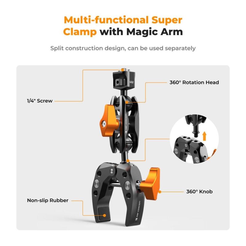 K&F Concept MS13 Super Clamp with Ballhead Magic Arm (KF31.083) - Image 2