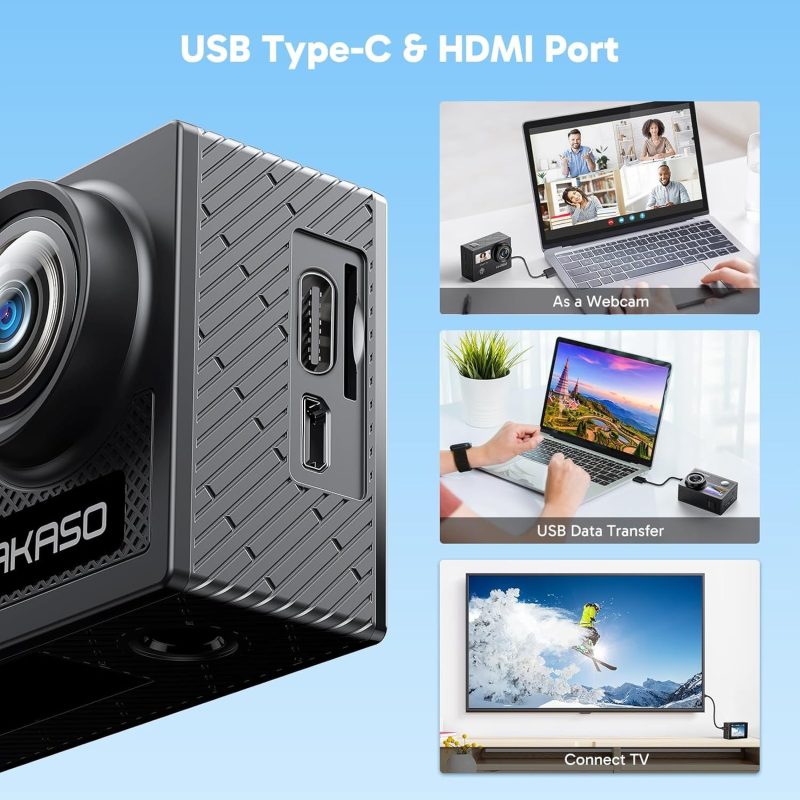 Akaso Brave 4 4K30fps 20MP WiFi Action Camera Υποβρύχια (με Θήκη) με WiFi Οθόνη 2" EIS Remote Control 5xZoom 2 Μπαταρίες και Αξεσουάρ - Image 2