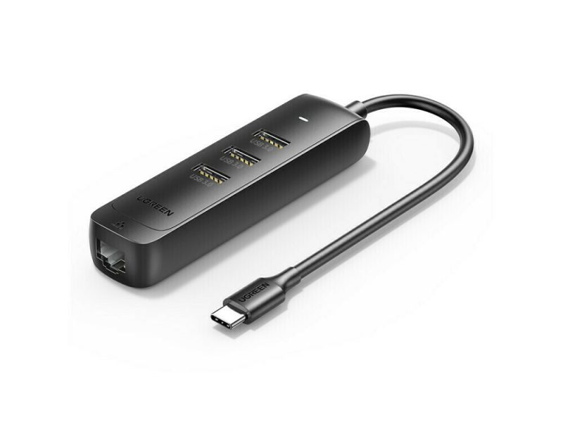 Ugreen USB 2.0 Hub 3 Θυρών με σύνδεση USB-A / Ethernet (50627)