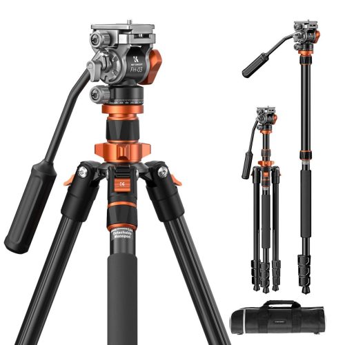 K&F Concept K234A7+FH-03 Compact Aluminum Video Tripod With Fluid Head (KF09.136)