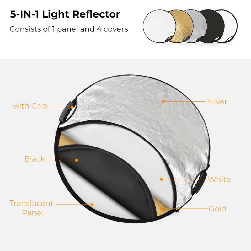 K&F Concept 5-in-1 Reflector Disc With Grips ( Gold/Silver/Black/White/Translucent) 80cm KF18.0005 - Image 2