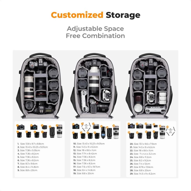 K&F Concept KF13.134 Hardshell Camera Backpack 22L Black - Image 2