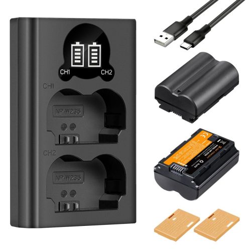K&F Concept NP-W235 Dual Slot Battery Fast Charge with 2 Batteries 2200mAh, Compatible with Fujifilm (KF28.0018)