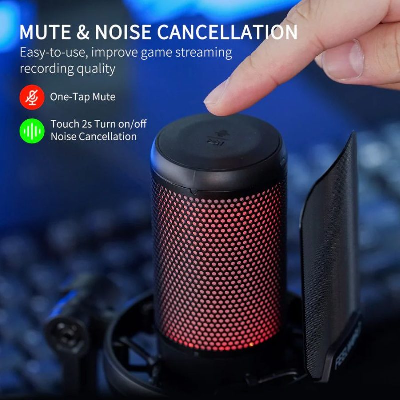 Feelworld VM1-XS Condenser Gaming USB Microphone with Desktop Stand Black - Image 2