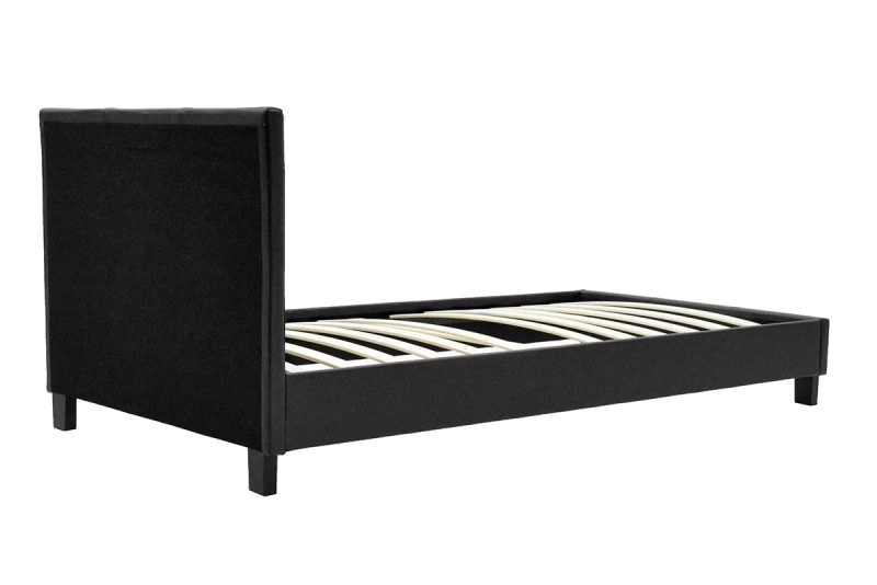 Κρεβάτι Nevil pakoworld 100x200 PU χρώμα μαύρο ματ - Image 4