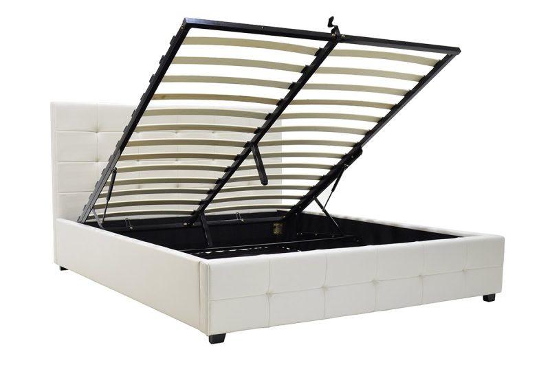 Κρεβάτι Roi pakoworld 160x200 PU λευκό ματ + αποθηκευτικό χώρο - Image 3