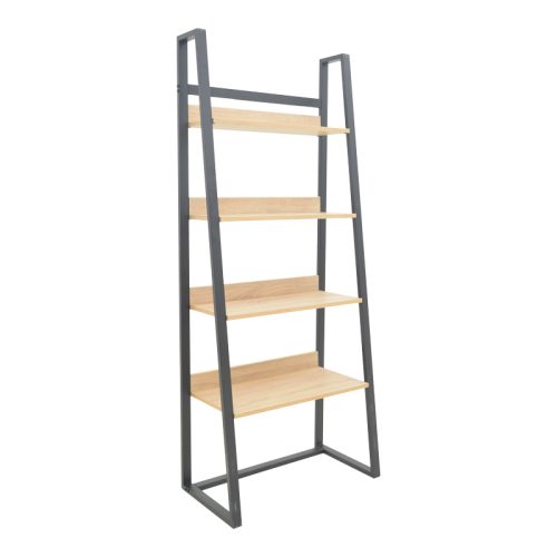 Βιβλιοθήκη Ryder pakoworld σε oak-μαύρη απόχρωση 75x36x185εκ