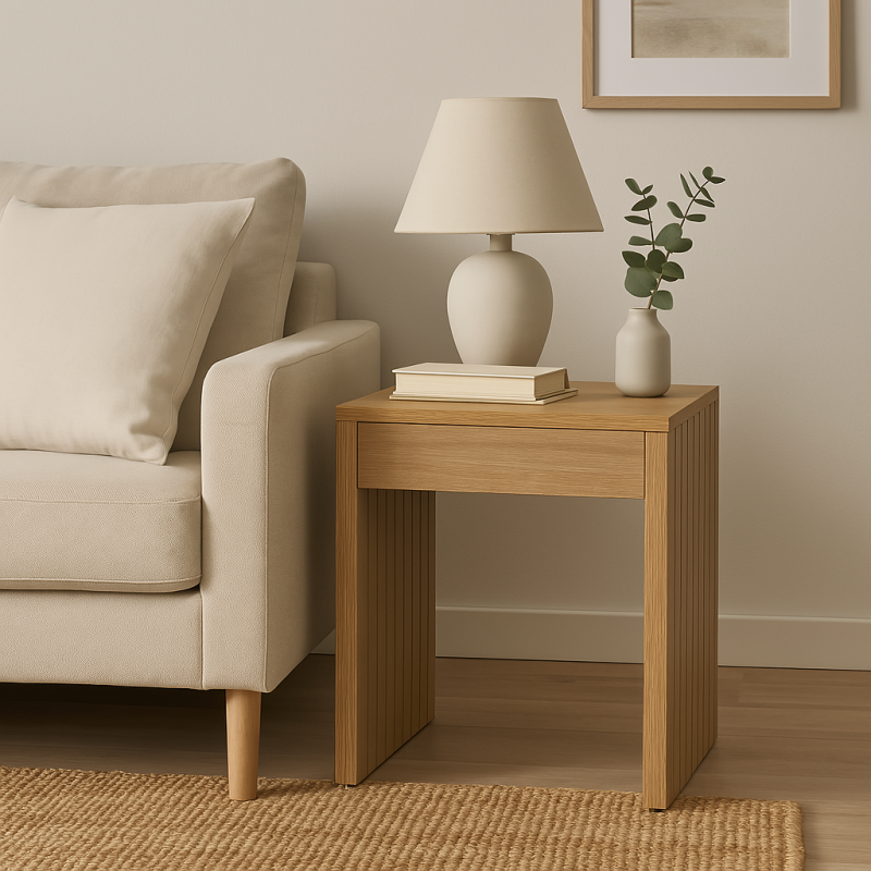 Βοηθητικό τραπέζι Focused pakoworld MDF φυσικό 40x40x50εκ - Image 2