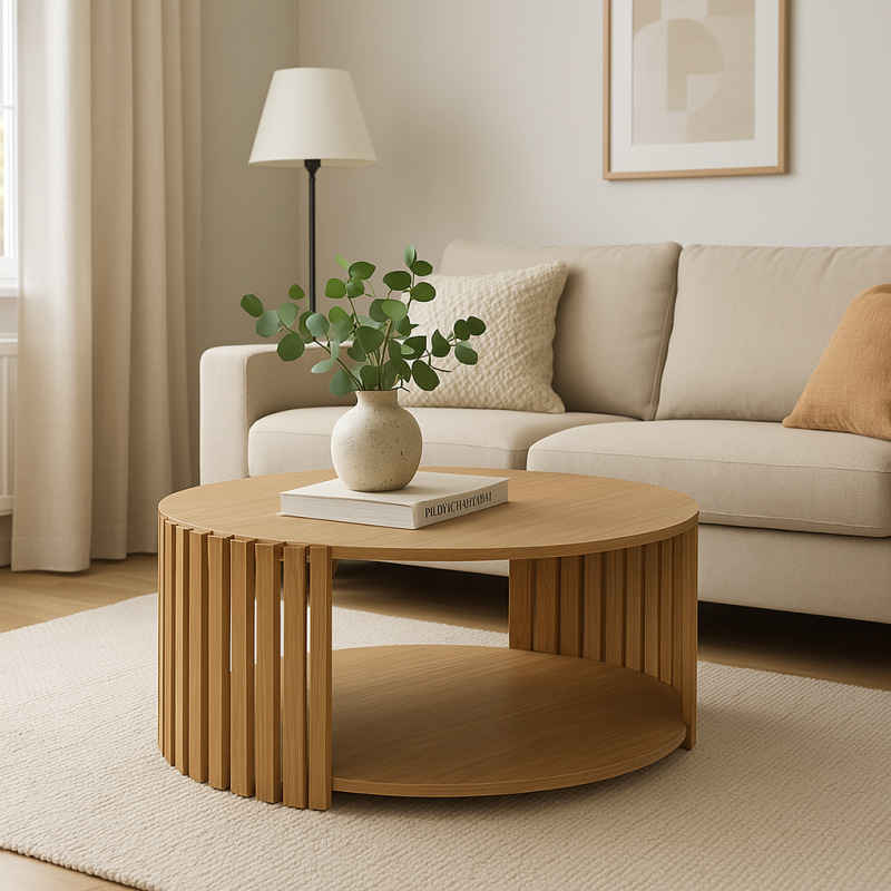 Τραπέζι σαλονιού Heavenly pakoworld MDF φυσικό Φ83x38εκ - Image 2