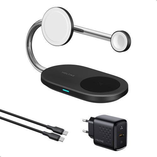 Voltme MagPak 3-IN-1 Series Qi2 + MFI (black) - Βάση ασύρματης φόρτισης