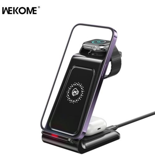 Ασύρματος Φορτιστής WK WP-U84 15W 3 σε 1 Μαύρο