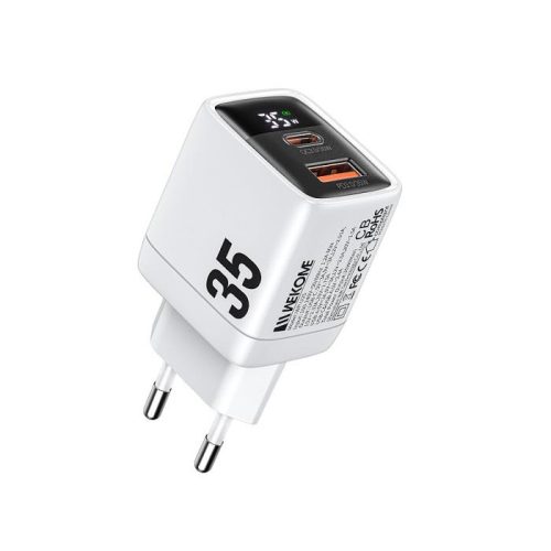 Φορτιστής Σπιτιού GaN PD 35W WK WP-U25 2 Θέσεων Λευκό