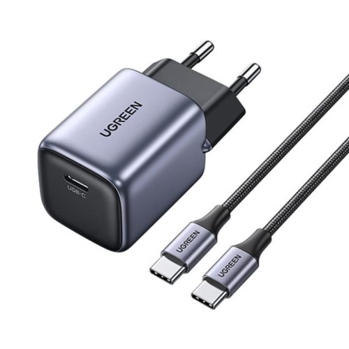 Φορτιστής Σπιτιού GaN PD 30W UGREEN CD319 25257, με καλώδιο USB-C 60W 1m Γκρί