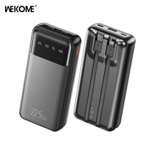 Power Bank 20000mAh PD 22,5W WK WP-64 2 Θέσεων, με καλώδιο Lightning/USB-C Μάυρο