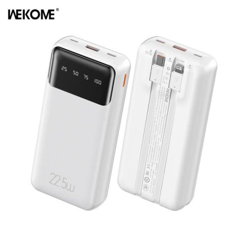 Power Bank 20000mAh PD 22,5W WK WP-64 2 Θέσεων , με καλώδιο Lightning/USB-C Λευκό
