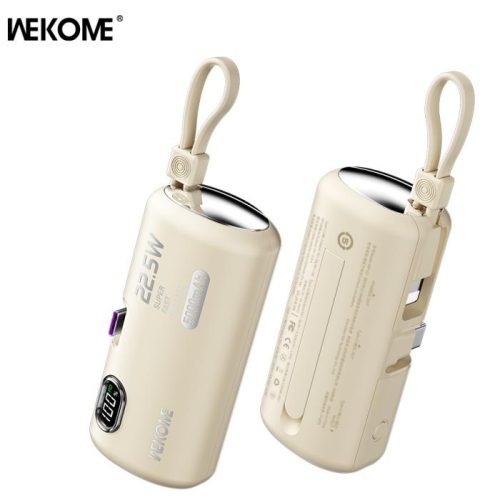 Power Bank 5000mAh PD 22,5W WK WP-19 2 Θέσεων, με καλώδιο Lightning Μπέζ