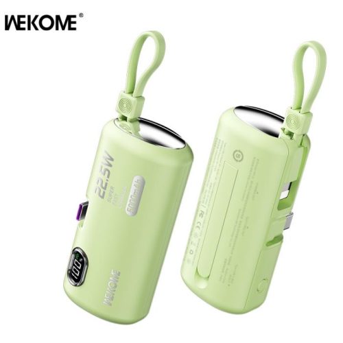 Power Bank 5000mAh PD 22,5W WK WP-19 2 Θέσεων, με καλώδιο Lightning Πράσινο