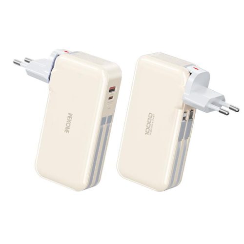 Power Bank 10000mAh PD 22,5W WK WP-46 2 Θέσεων, με καλώδιο Lightning/USB-C Μπέζ