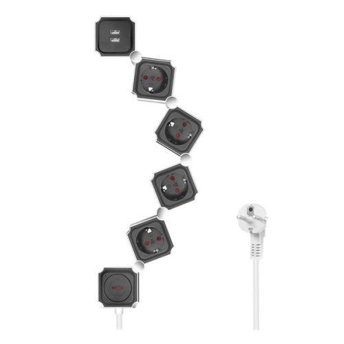 Πολύπριζο 4 Θέσεων LogiLink LPS276U, με 2 Θύρες USB 1.5m Λευκό