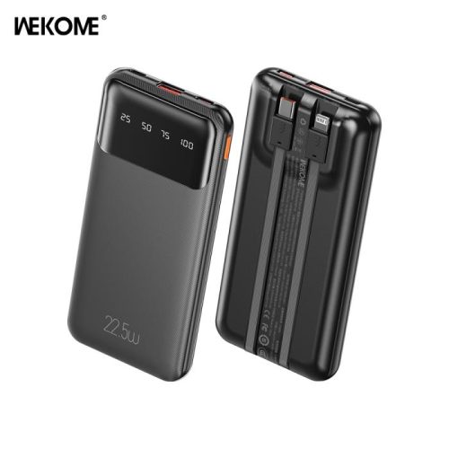 Power Bank 10000mAh PD 22,5W WK WP-63 2 Θέσεων, με καλώδιο Lightning/USB-C Μάυρο