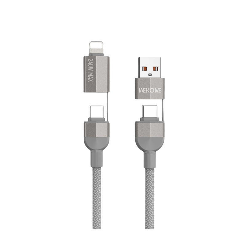 Καλώδιο Φόρτισης WK WDC-48 4 σε 1 PD 240W 1m Γκρι - Image 2