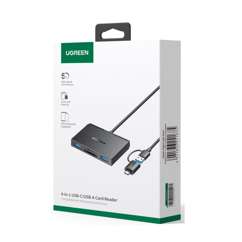 Card Reader USB-C/USB UGREEN CM812 45167 SD/TF Γκρί - Image 3