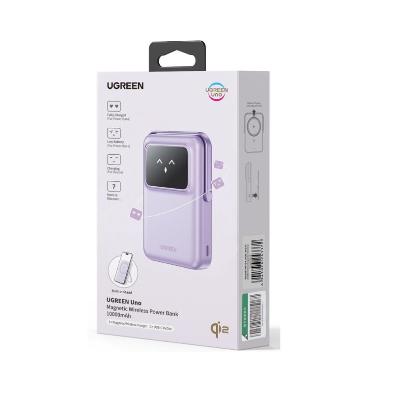 Power Bank 10000mAh PD 20W Qi2 UGREEN PB764 45337, με Ασύρματη Φόρτιση Magnetic, 1 Θέσης Μωβ - Image 3