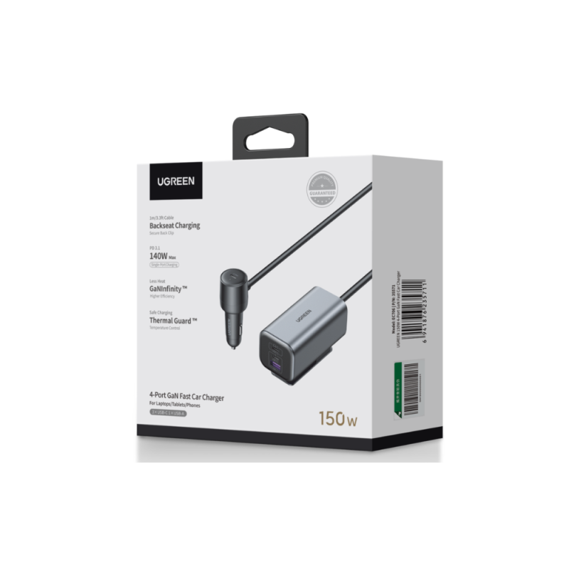 Φορτιστής Αυτοκινήτου GaN PD 150W UGREEN EC706 35571 2 Θέσεων Γκρί - Image 3
