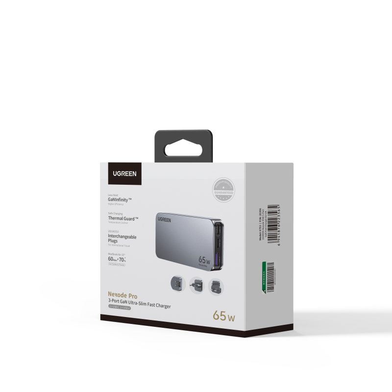 Φορτιστής Σπιτιού GaN PD 65W UGREEN X753 25356 3 Θέσεων Γκρί - Image 3