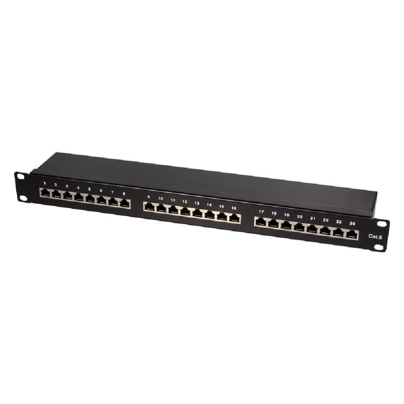 Patch Panel CAT6 RJ45 Logilink 1U 24 Θέσεων NP0055 Θωρακισμένο 19''