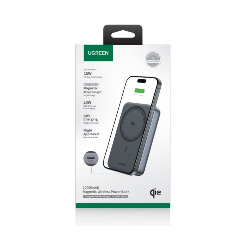 Power Bank 10000mAh PD 20W Qi2 UGREEN PB763 55135B, με Ασύρματη Φόρτιση Magnetic, 1 Θέσης Μαύρο - Image 3