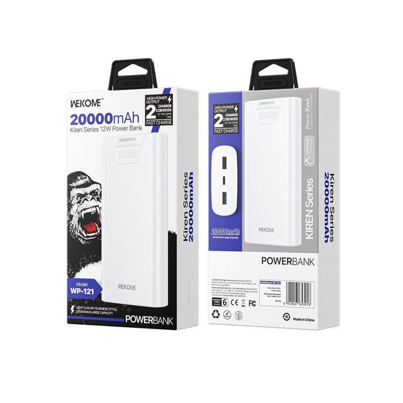 Power Bank 20000mAh 12W WK WP-121 2 Θέσεων Μαύρο - Image 3