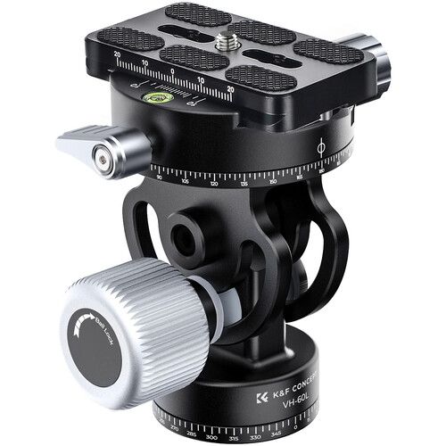 K&F Concept VH-60L Dual Panoramic Tripod Head with Quick-Release Plate KF31.103