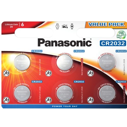 Panasonic CR2032L/6BP Μπαταρία λιθίου κουμπί, 6pcs