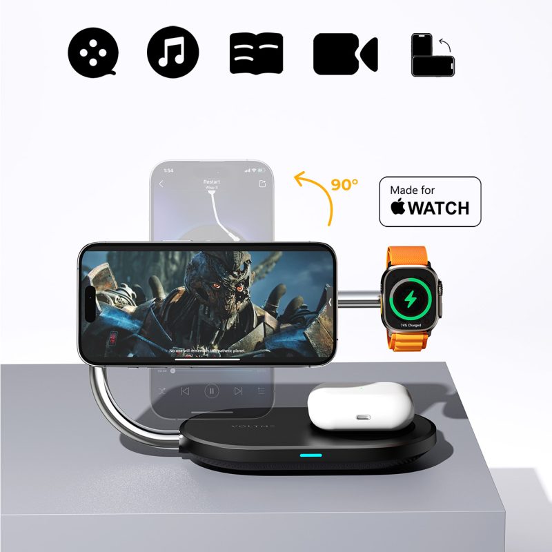 Voltme MagPak 3-IN-1 Series Qi2 + MFI (black) - Βάση ασύρματης φόρτισης - Image 3