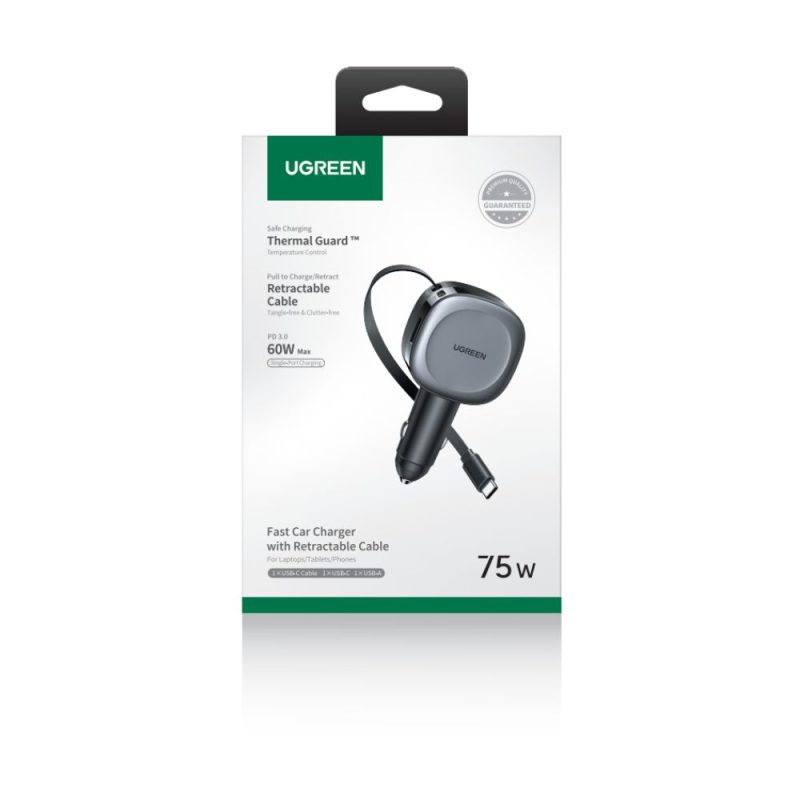 Φορτιστής Αυτοκινήτου 75W UGREEN EC601 55653 2 Θέσεων, με καλώδιο USB-C 60W Γκρί - Image 5