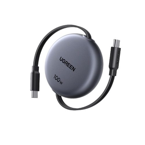 Καλώδιο Φόρτισης UGREEN L531 65905 USB-C σε USB-C PD 100W, Επαναφερόμενο 1m Μαύρο