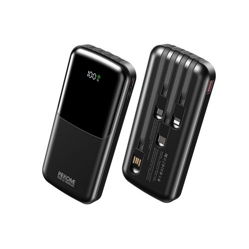 Power Bank 10000mAh PD 22,5W WK WP-65 2 Θέσεων, με καλώδιο USB-C/Lightning/Micro/USB Μαύρο