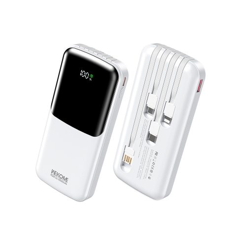 Power Bank 10000mAh PD 22,5W WK WP-65 2 Θέσεων, με καλώδιο USB-C/Lightning/Micro/USB Λευκό