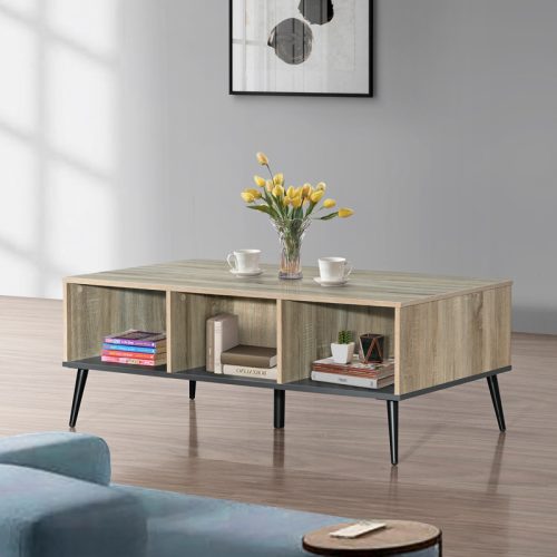 Τραπέζι σαλονιού Zezan pakoworld σε sonoma-ανθρακί απόχρωση 121x60x44.5εκ