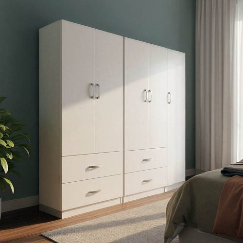 Ντουλάπα πεντάφυλλη Athos pakoworld λευκή 170x42x180εκ