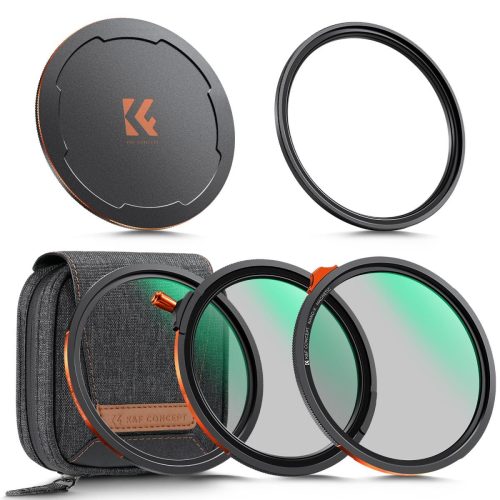 K&F Concept SKU.2499 77mm Magnetic Filter Kit CPL + ND2-32 + Black Mist 1/4 Filter Set + Magnetic Adapter Ring & Lens Cap
