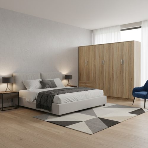 Ντουλάπα εξάφυλλη Athos I pakoworld sonoma 240x42x180εκ