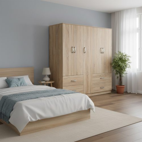 Ντουλάπα πεντάφυλλη Athos pakoworld sonoma 170x42x180εκ