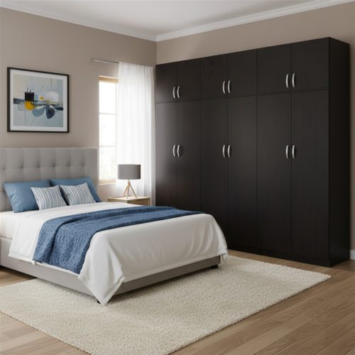 Ντουλάπα εξάφυλλη με πατάρι Athos ΙΙ pakoworld wenge 240x42x240εκ