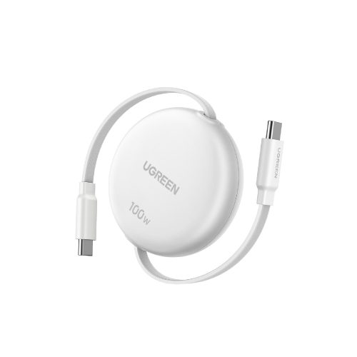 Καλώδιο Φόρτισης UGREEN L531 95673 USB-C σε USB-C PD 100W 1m, Επαναφερόμενο Λευκό